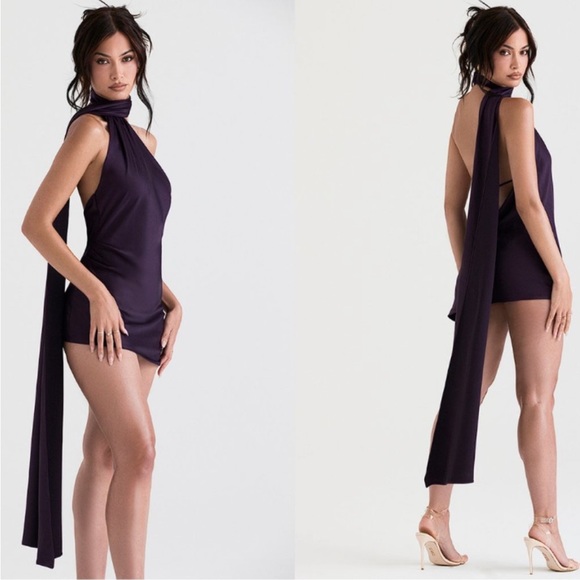 Aida Night Shade Asymmetric Wrap Neck Dress